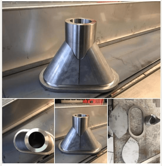 Stainless steel filling funnel, redesigned and manufactured to replace failed plastic version