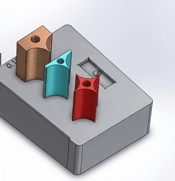 SOLIDWORKS CAD design of custom cutting blade inserts for thermoform packaging line