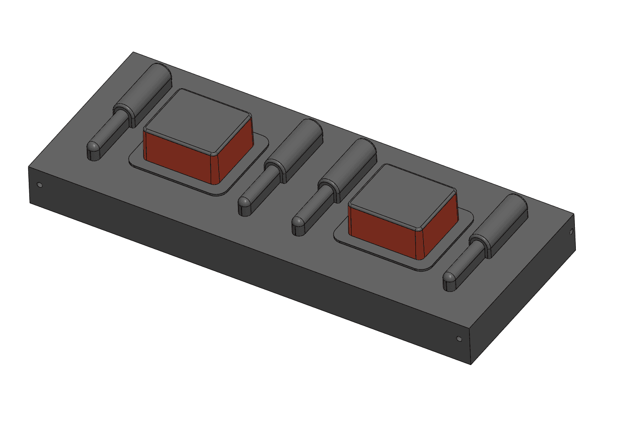 Two-cavity assembly fixture with locator pins for medical device component positioning